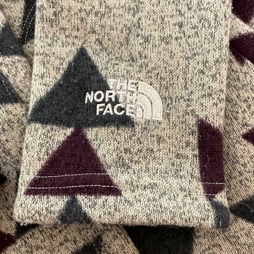 North Face Crescent Wrap Fleece Jacket Toggle Button Peyote Beige Aztec Sweater - Picture 13 of 14
